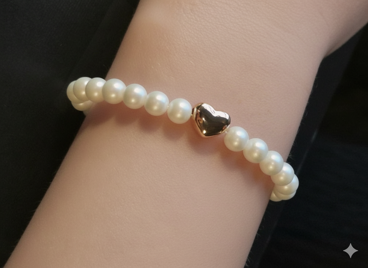 Cuore e Perle - Bracciale raffinato e romantico